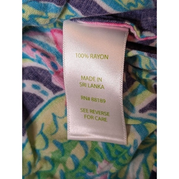Lilly Pulitzer Sarasota Multicolored Floral V-Neck L/S Top Tunic Blouse Sz S - Picture 4 of 9